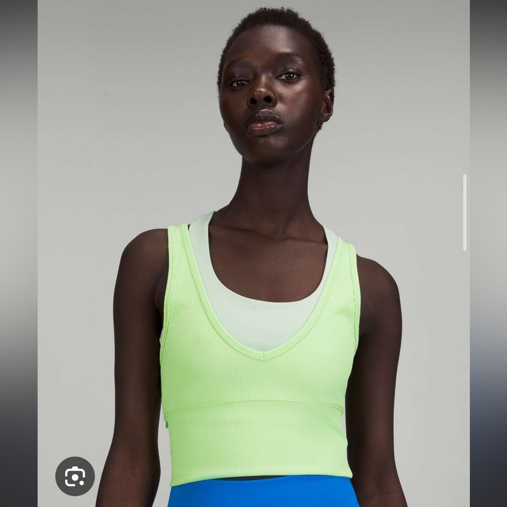 Lululemon women’s power pivot tank reversible light green lime green